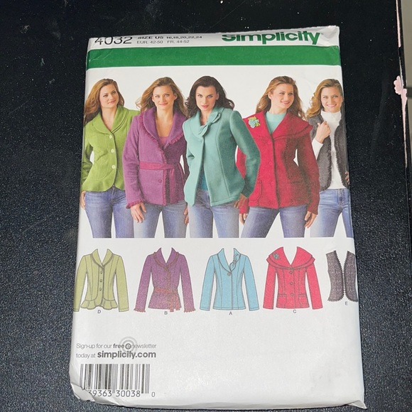 Simplicity Womens. Jacket and vest pattern Sz 16,18,20,22,24 - Picture 1 of 4